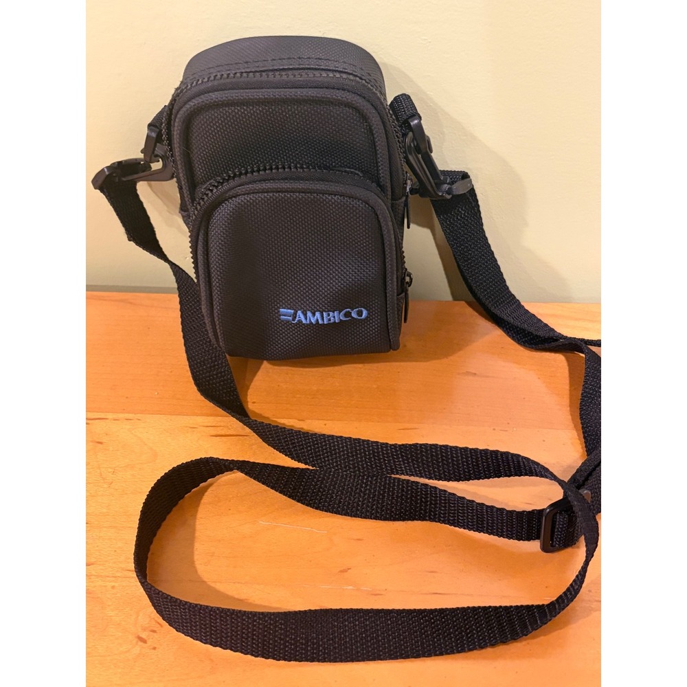 Ambico Black Nylon Padded Camera Bag Small Crossbody Case with Belt Loop